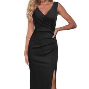 Gorgeous Long Black Silky Gown by Woosea, Size S